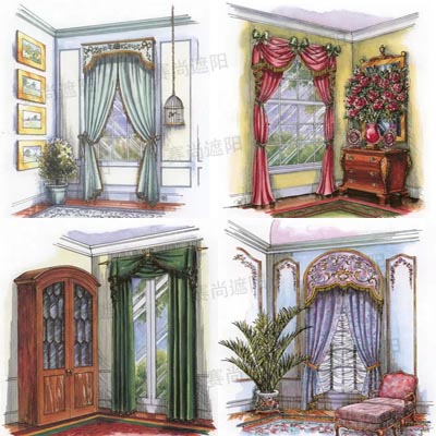 電動窗簾素描圖