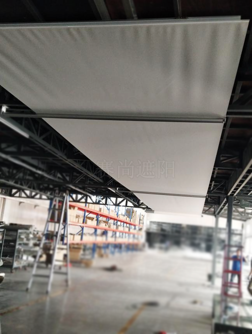 京東集團總部二期FTS電動遮陽簾廠房內調試