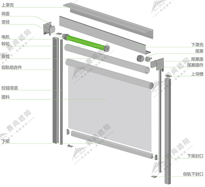 室外電動卷簾產(chǎn)品結(jié)構(gòu)圖